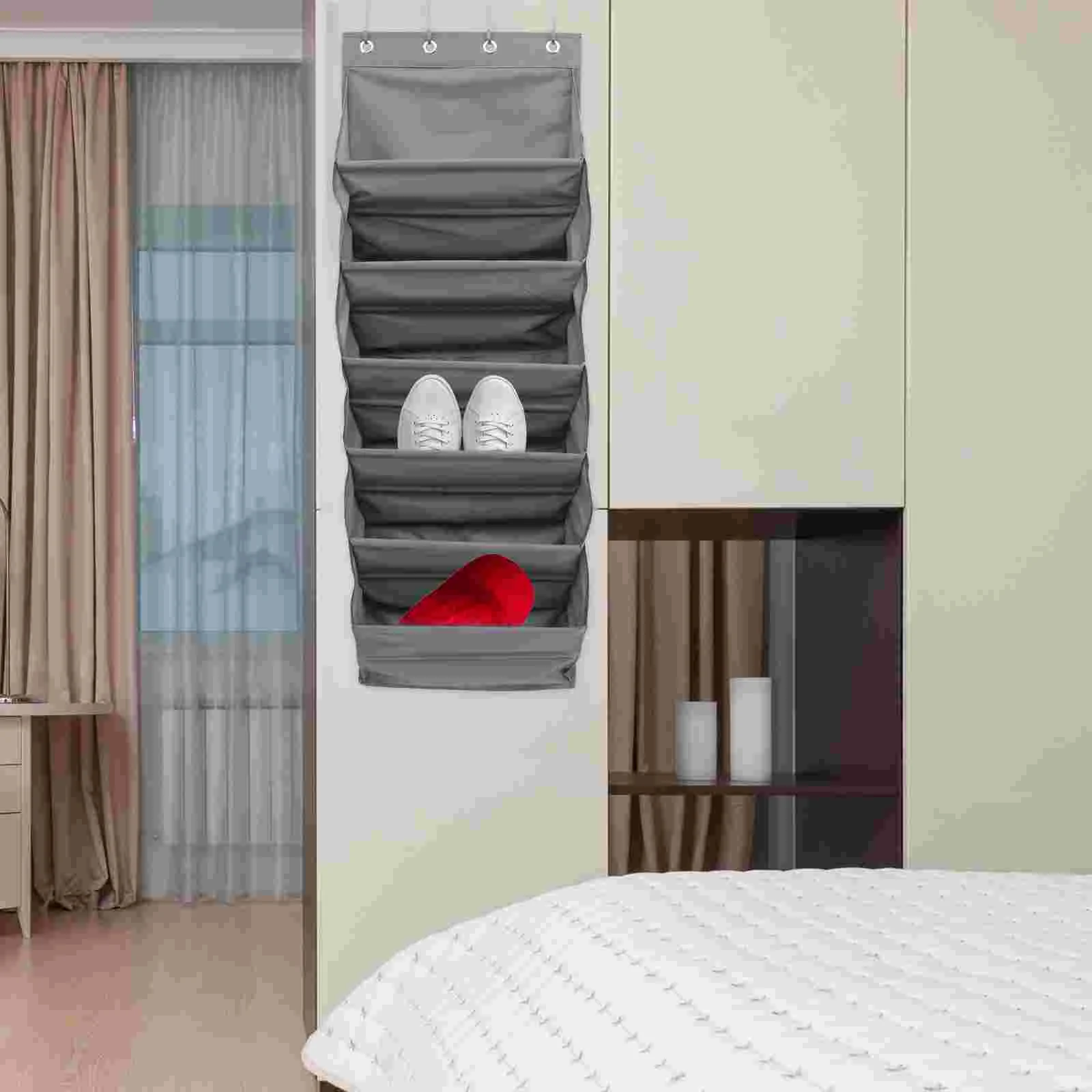 

1 Set of Multi-layer Closet Pouch Over the Door Shoe Organizer Closet Door Back Hanging Pouch with Hooks