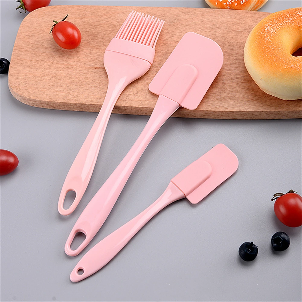 Silicone Mini Spatulas Set with Pastry Brush and Whisk, Small Kitchen Tools  Nonstick Cookware For Cooking, Baking And Serving - Cherry Pink - 4 Piece