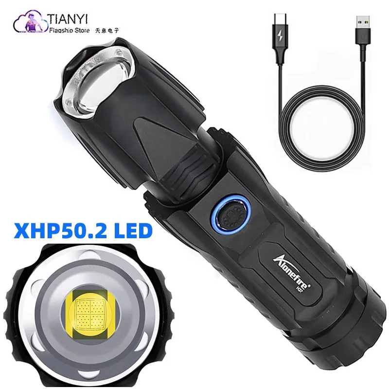 

XHP50 Flashlight Tactical light 26650 Rechargeable zoom work light with pen entrained safety hammer bright aluminum alloy