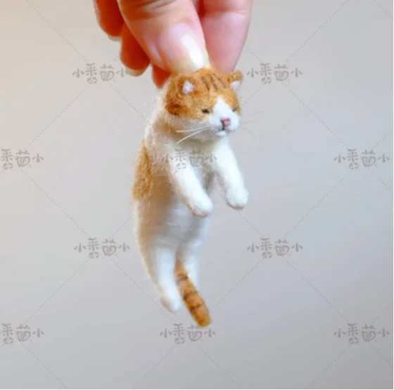 Woollen felt jab, animal hedgehog, cat, panda, rabbit seal yucococafe. wool felt needle felting decoration craft needlecraft