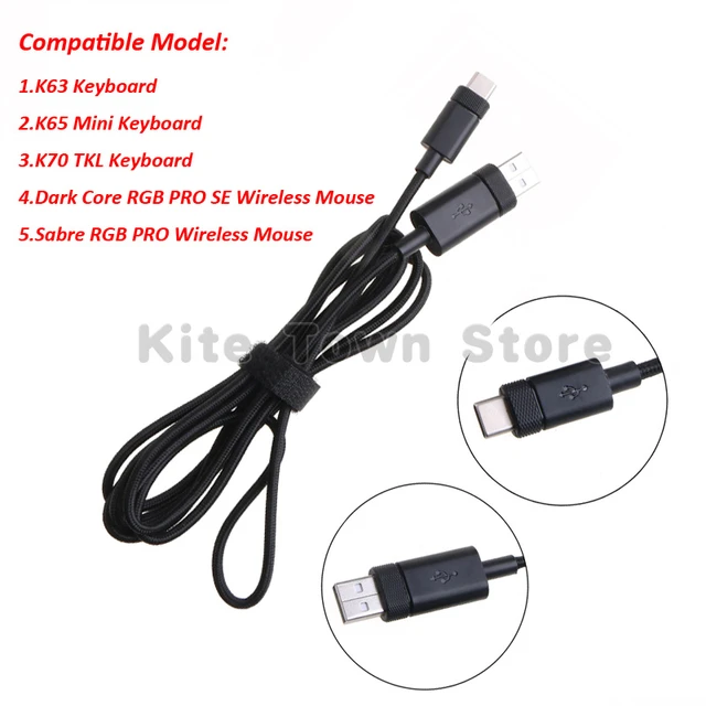 USB Charging Cable Line for Corsair K63 / K65 Mini / K70 TKL