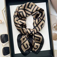 2024 Fashion Luxury Brand 70cm Silk Square Scarf Women Satin Neck Tie Female Hair Bandana Headkerchief Shawl Wrap Hijab Echarpe 1