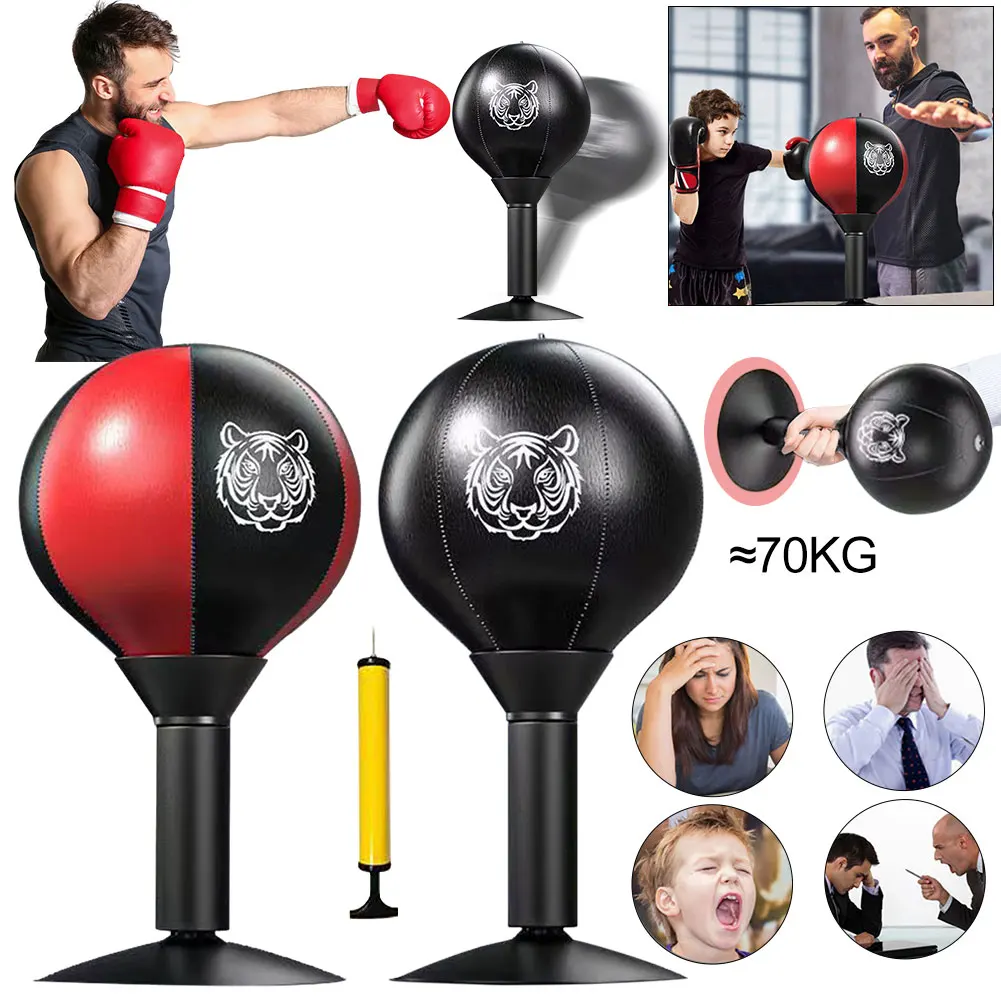Desktop Punching Bag with Suction Cup Stress Relief Tabletop Punching with Inflator Fun Punch Rage Table