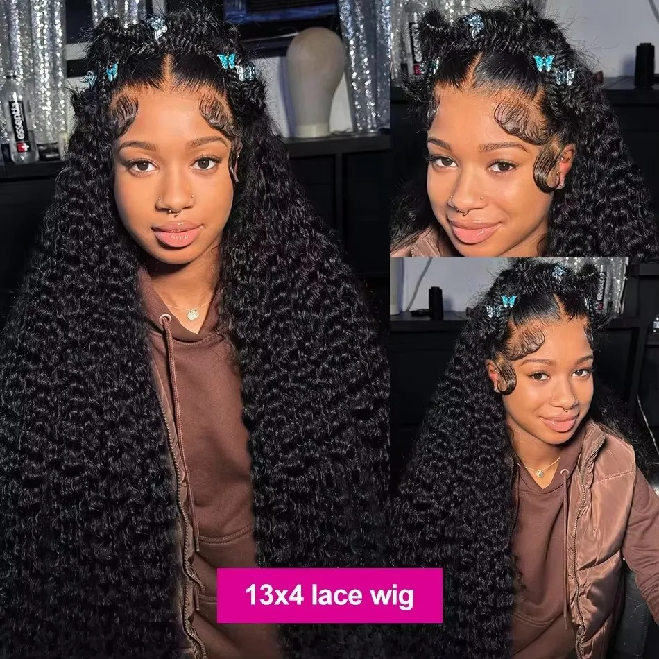 250 high density human hair wigs 30 40 inch black hd lace frontal wig pre plucked front 13x6 13x4 kinky curly deep water wave 5