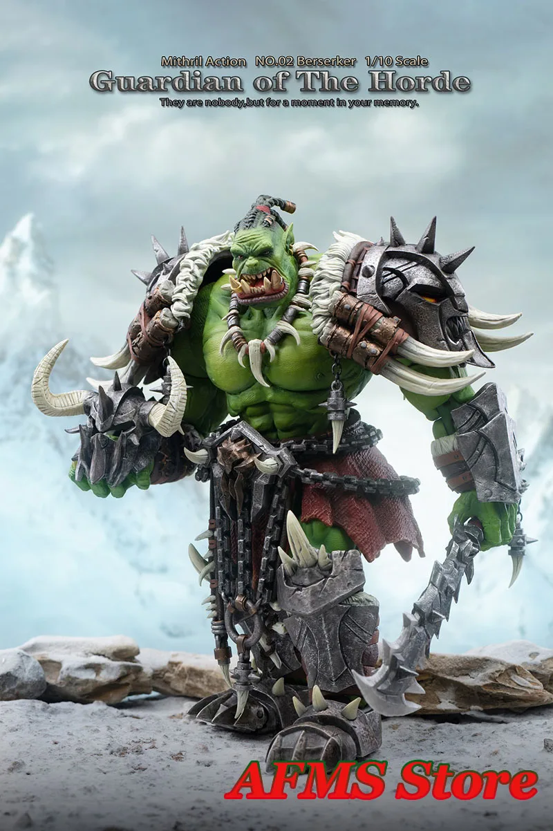 Фото В наличии Mithril Action No.02 Berserker масштаб 1/10 Избавитель Орды двойное лезвие Orc 20 см фигурка модели лучшая коллекция №4