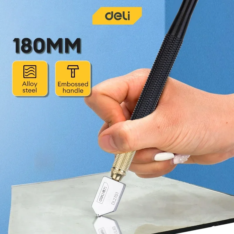 Glass Cutter Tile Glass Cutter Deli Glass Cutter Small Size Steel Blade Anti-skid Handle Cutting Tool Diamond Cutter Head Knifes