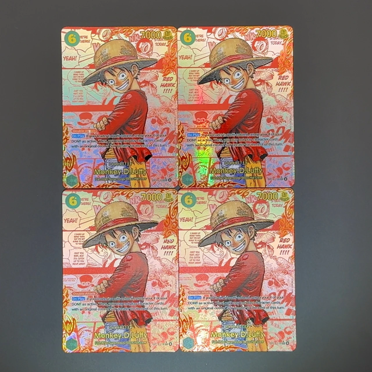 One Piece TCG OPCG Englische Leader-Karte OP13 Rote Manga-Karte Luffy Ace Sabo OP13-118 OP13-119 OP13-120 Texturierte Folien-Proxy-Karte – Detail 2