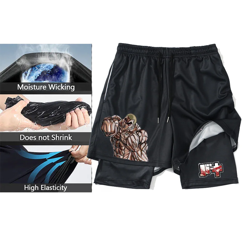 Men's Gym Shorts Double Layer Performance Shorts 2 in 1 Compression Stretchy Sports Shorts Quick Dry Fitness Workout Summer 6