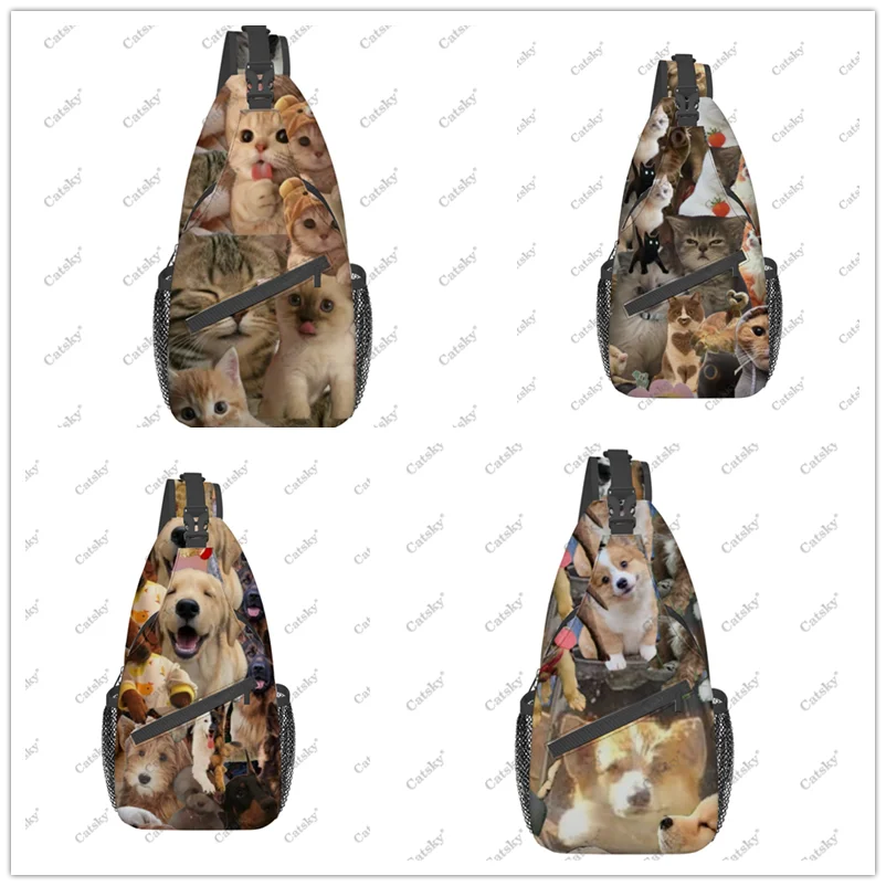 

cute funny animals Chest Bag Men's Casual Slant Chest Shoulder Bags Sports Storage Women's Crossbody Bags