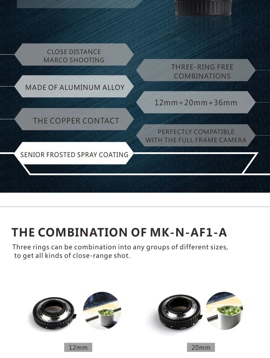 Meike MK-N-AF1-Al Adapter Auto Focus Extension tube Ring AF for NikonD3000 D3100