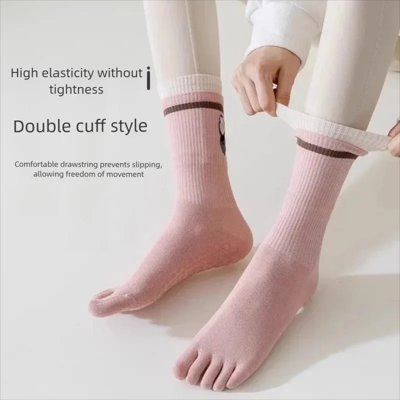 Women's Non-Slip Five-Toe Yoga Socks with Cute Animal Design