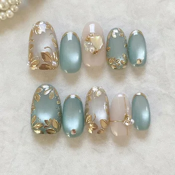 Pink Almond Press Nails 1