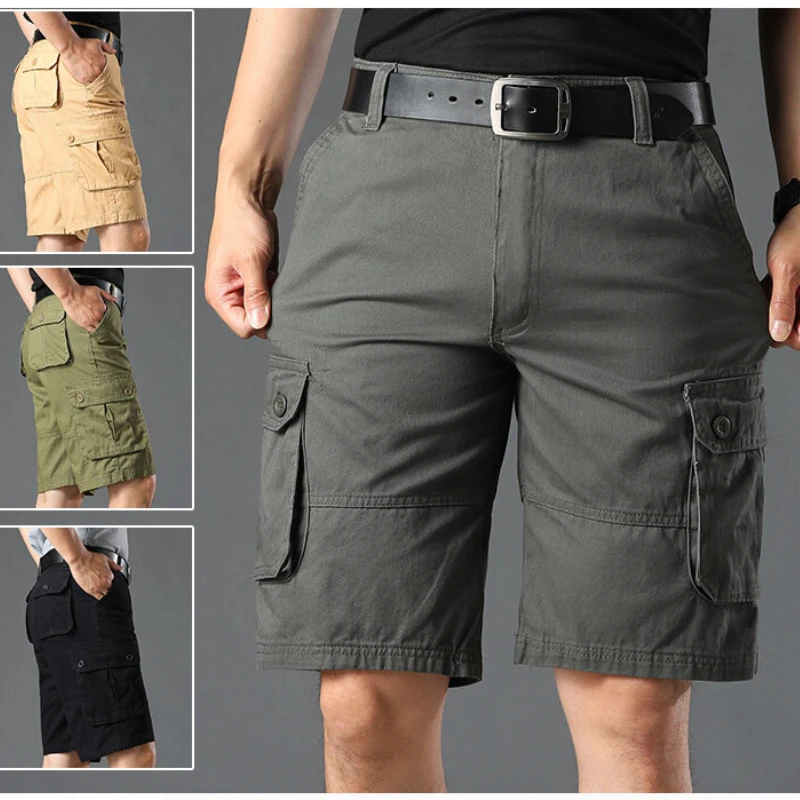

2023 New Men Summer Cargo Shorts Military Tactical Outdoor Multi-Pocket Joggers Shorts Men Casual Cotton Loose Work Pants Men