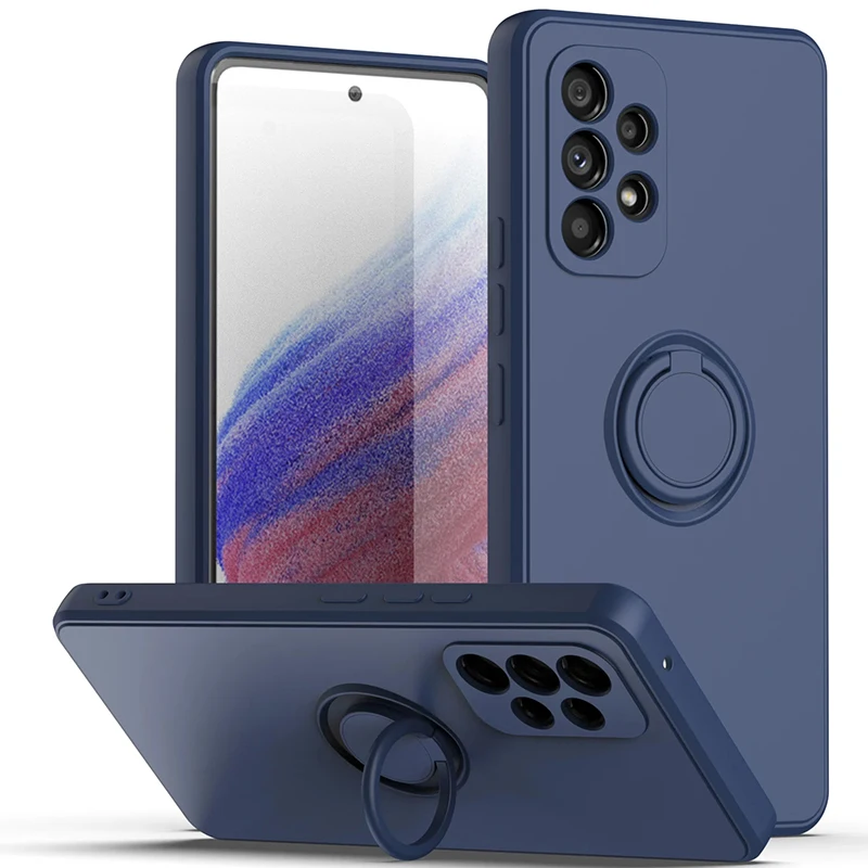 thumbnail image 1 of Liquid Silicone Magnetic Bracket Ring Soft Phone Case For Samsung A54 A53 A52 A51 A71 A34 A32 A22 A73 S23 Ultra Plus S21FE Cover, 1 of 5