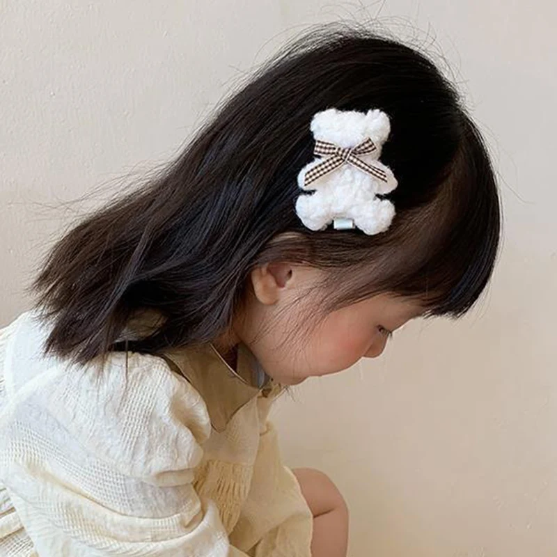 Cute Bear Children Hairpin 9Pcs/Set Cartoon Baby Girls Hair Clips Bowknot Knitted Flower Kids Barrettes Girls Hair Accessories