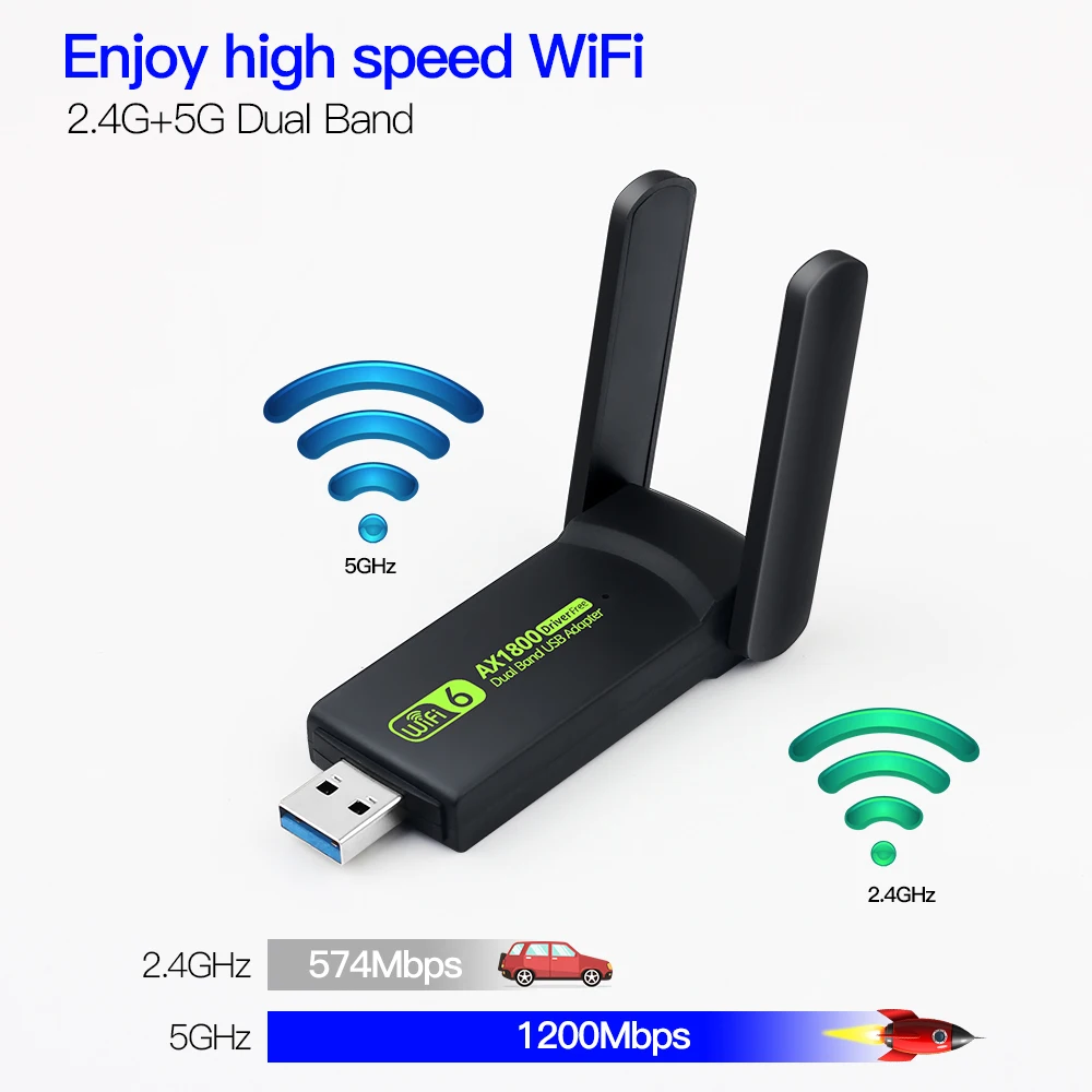 Adaptador WiFi 6 AX1800M tarjeta de red de doble banda Wi Fi Dongle Wi Fi 6 antena USB 10/11 controlador gratis para PC/portátil| | - AliExpress
