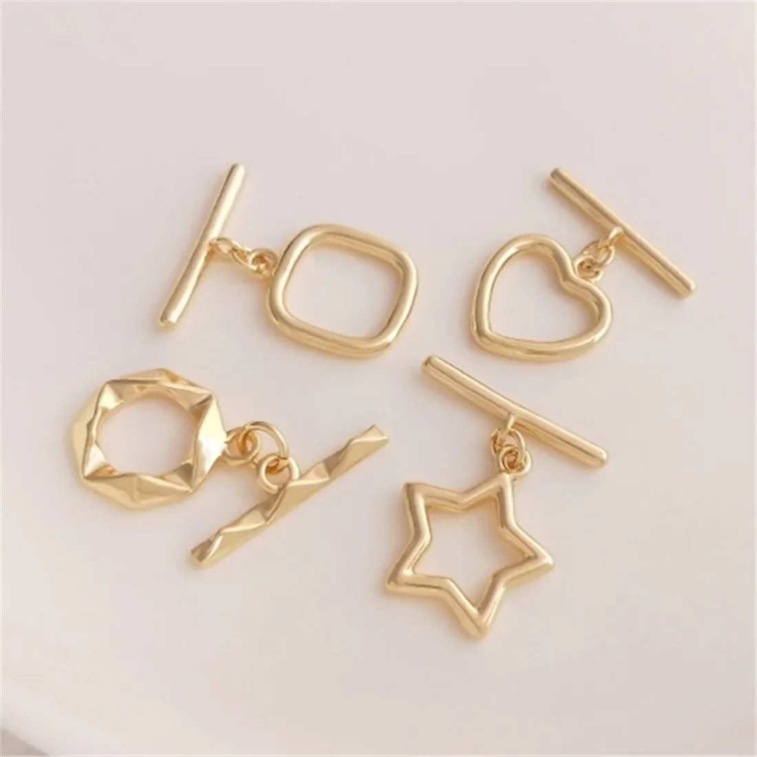 

OT Buckle 14K Gold-clad Love-shaped Five-pointed Star Rhombic Square Buckle Diy Finishing Connection Buckle Accessories B884