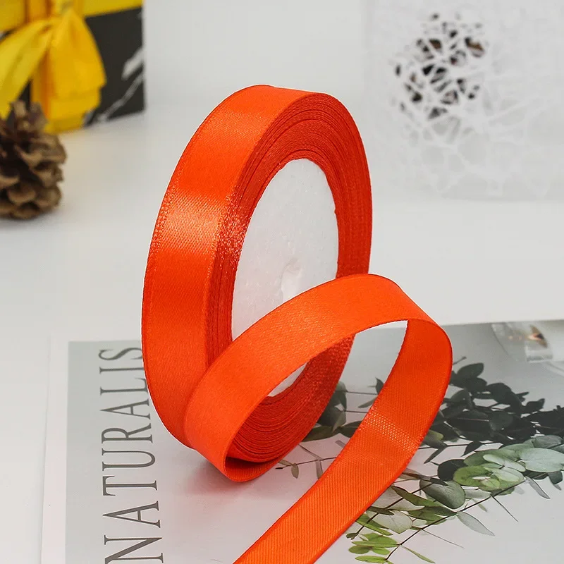 Solid Color Satin Ribbons - Handmade DIY Accessories for Weddings and Gift Wrapping (25 Yards)