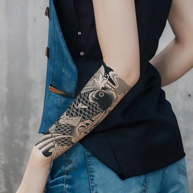Adesivi per Tatuaggi 3D Impermeabili a Forma di Pesce Koi per Arte Corporea Semi-Permanente Unica e Duratura - immagine 2