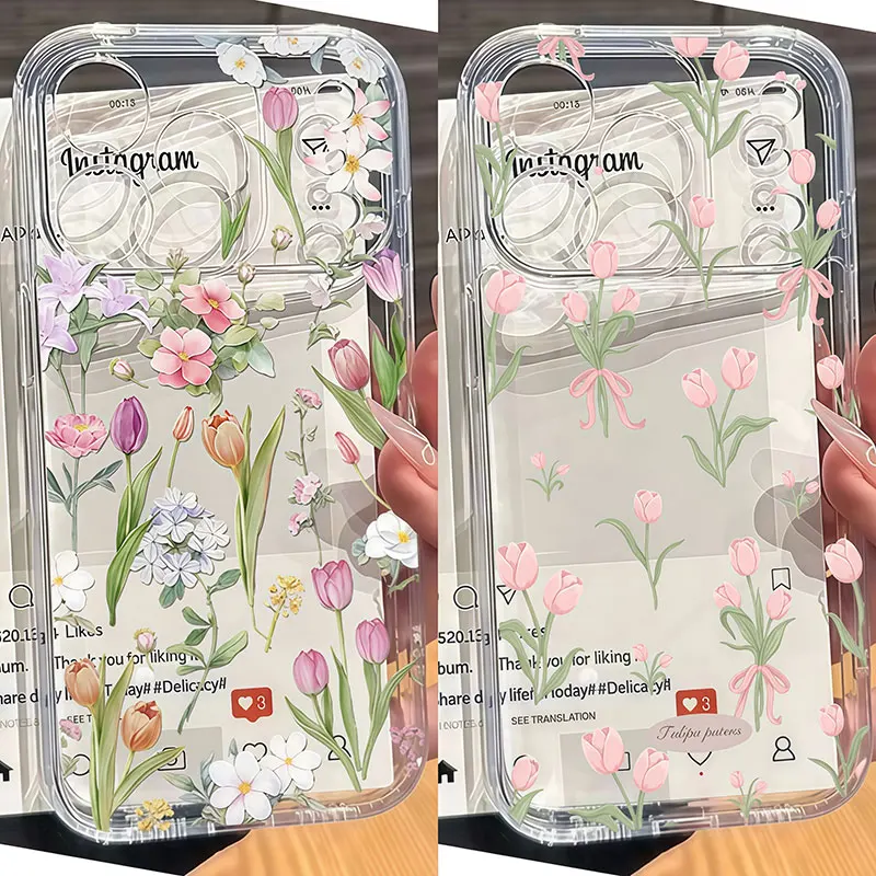 Floral Leaves Clear Phone Case
