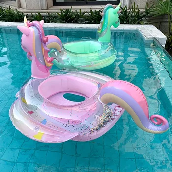 Swim Ring Inflatable Pool Float Baby Rainbow Sequined Unicorn for Kids Swimming Circle Children Swim Ring Pool Toys Floating 1