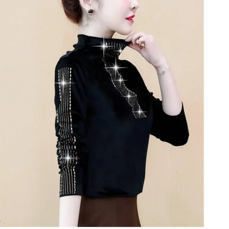 2023 Autumn and Winter Fashion New Temperament Women's Clothing Half High Neck Long Sleeve Simplicity Solid Color Trend Pullover