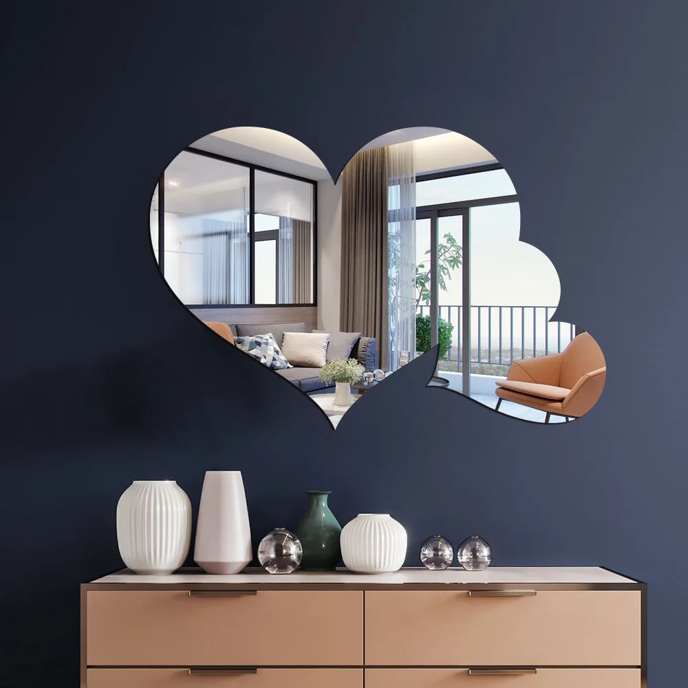 Wall Sticker Mirror Wall Sticker DIY Creative Rectangle Mirror Wall Stickers Decoration for Bedroom Bathroom Living Room Girls Makeup Gift Home Decor