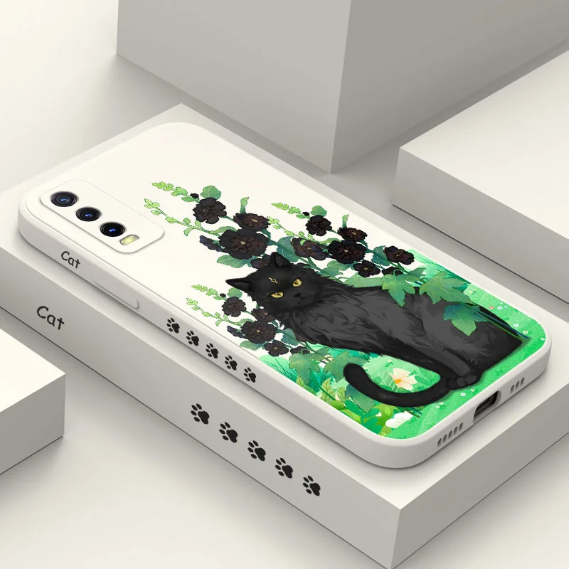 Grass Cat Case For Vivo Y20 Y20I Y20S Y30 Y33T Y35 Y22 Y11 Y12I Y12 Y12S Y15 Y21 Y21T V25 V23 V23E V21 V20 S1 Pro 5G
