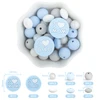 34Pcs/Set Silicone Beads I Love Mum and Dad Round Chew Beads Set Food Grade For Jewellery Making DIY Pacifier Chain Accessories 2