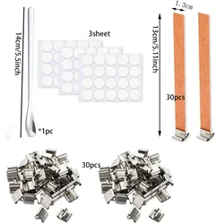DIY Candle Making Kit: 30 Wooden Wicks with Adhesive Stickers and Spoon (Set)