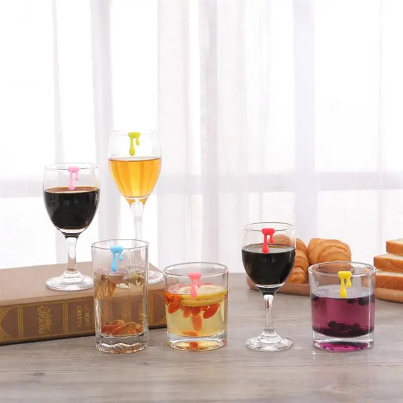 Ombrelli Per Bicchieri IDENTIFICATORI VETRO RIUTILIZZABILI Pennarello Vetro Da Vino Fascino Marcatori In Silicone Per Vetro