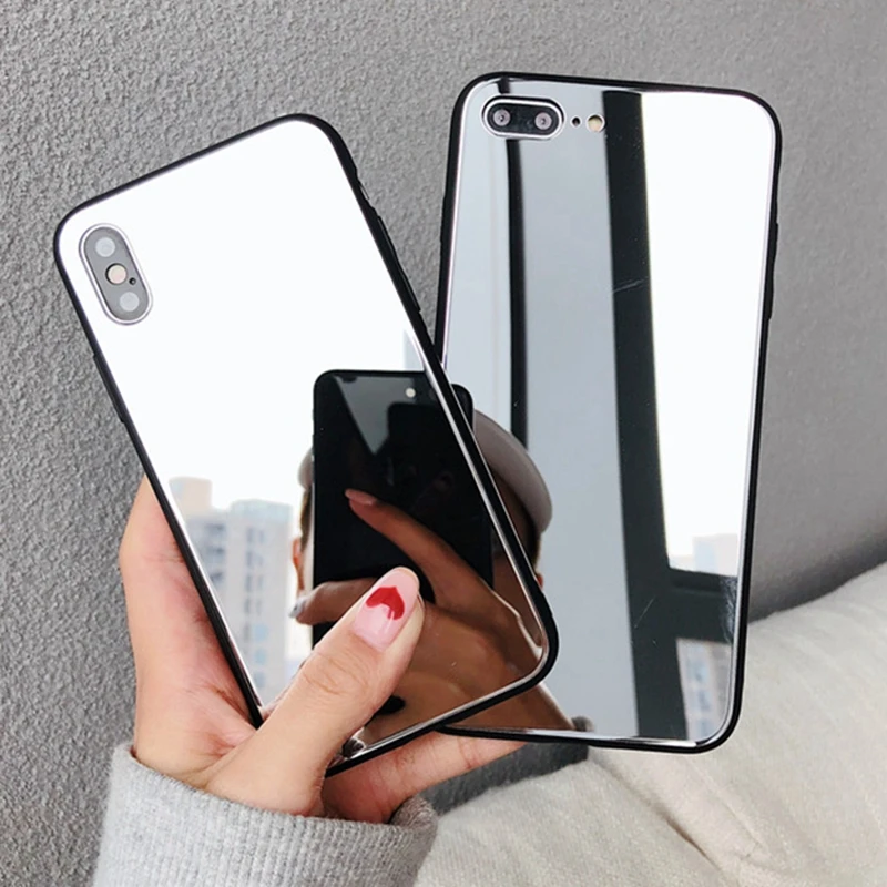 Funda de espejo de maquillaje de TPU para IPhone 12 Pro, XS, Max, Xr, X, 8, 7, 6 Plus|Fundas antigolpes teléfono| - AliExpress