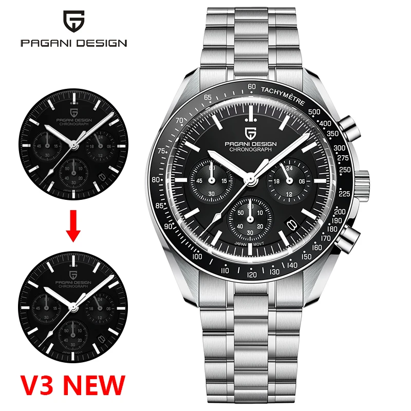 2022 New PAGANI DESIGN Mens Watches Top Brand Luxury Automatic Quartz Chronograph Waterproof Sport Stainless Steel Clock Relogio