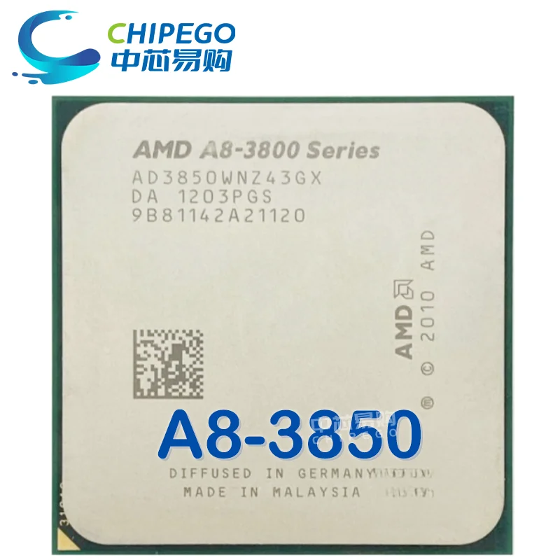 Ordinateur AMD A8-Series A8-3850 A8 3850 2,9 GHz Quad-Core CPU Processeur AD3850WNZ43GX Socket FM1 Accessoires