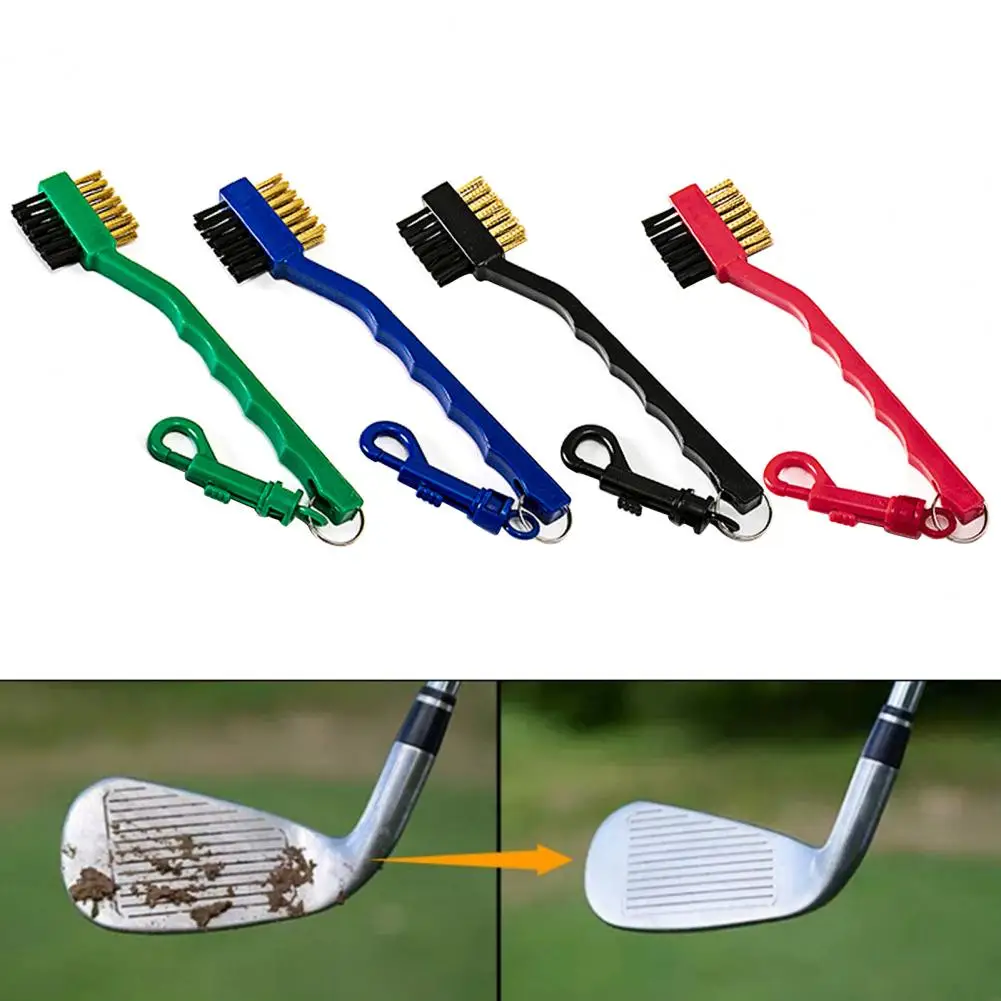 Golf Cleaning Brush Portable Non-slip Handle Grip Dirt Removal Nylon Bristles Double Side Golf Club Cleaner Golf Accessories 2