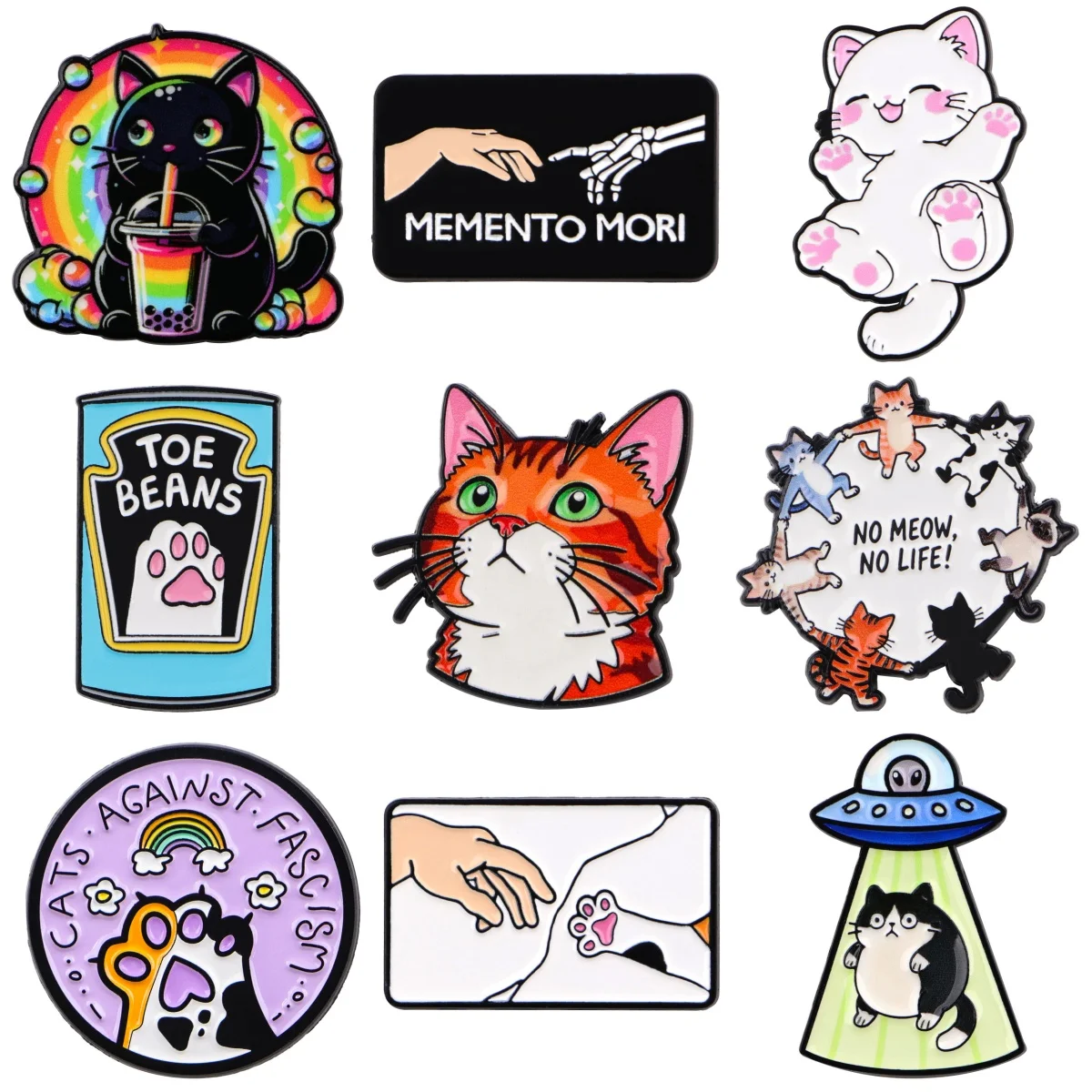 Broche esmaltado de gato para mujer, pin de solapa