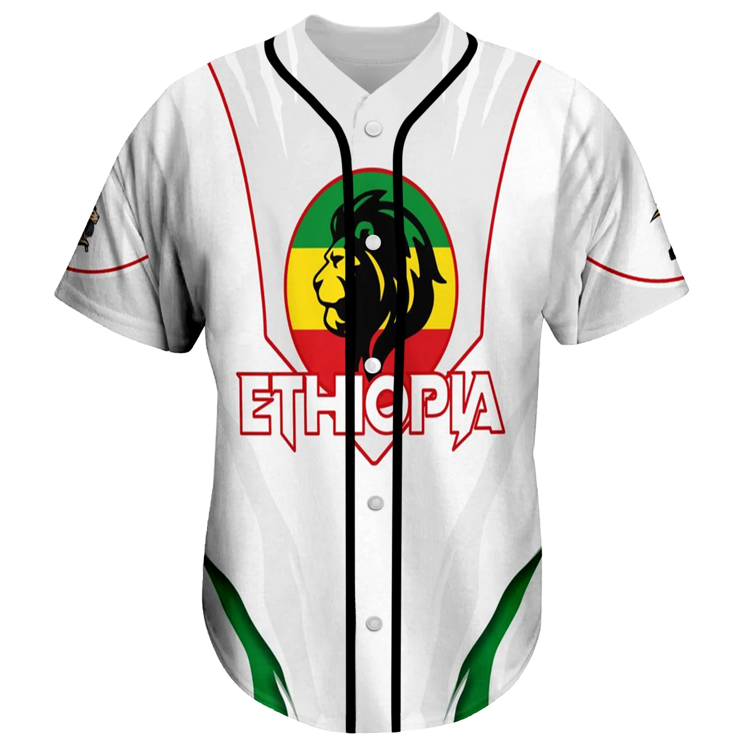 Africa County Ethiopia Native Reggae Lion Tattoo 3DPrint Summer Harajuku Casual Funny Baseball Jersey Shirts Short Sleeves X5