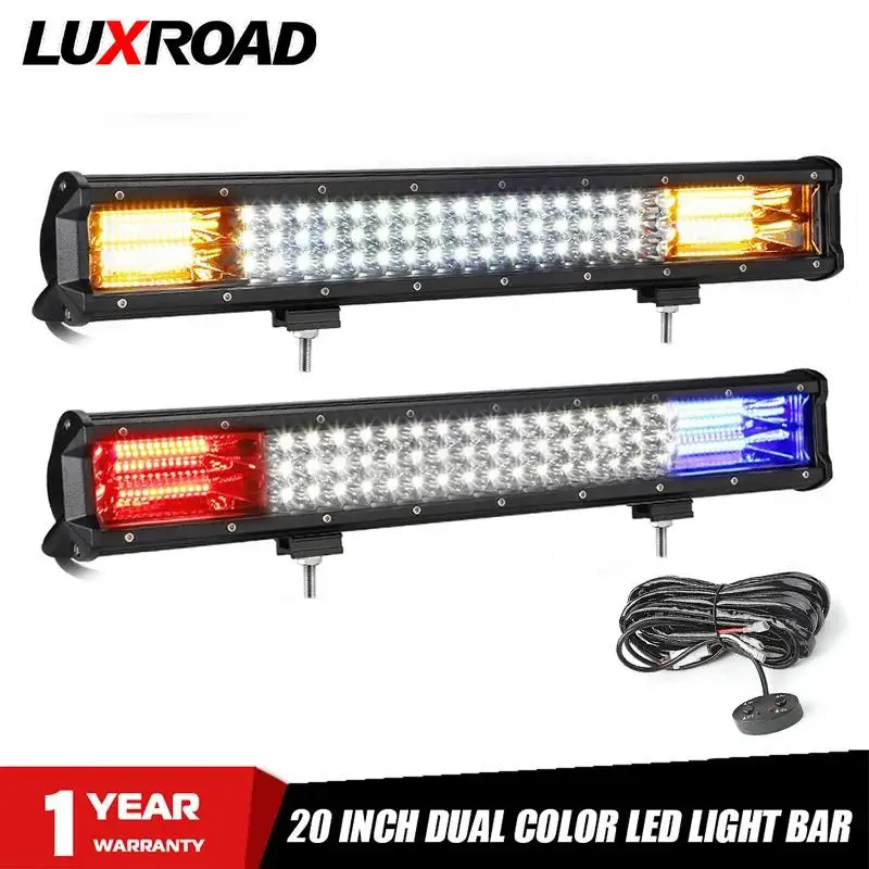20 inch led light bar tricolor strobe led bar drl spot flood combo beam