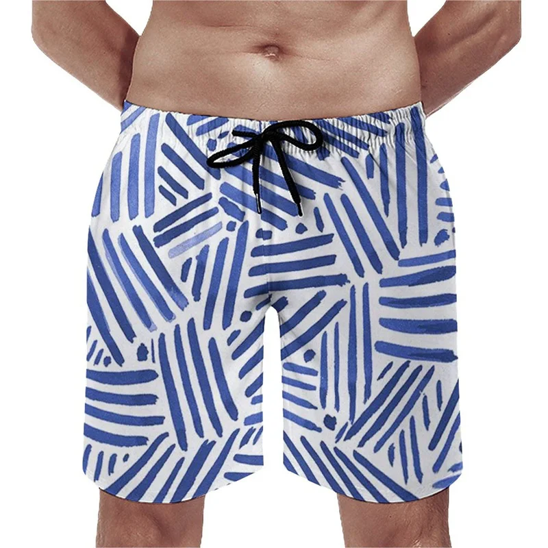 

Fashion 3D Print Geometric Stripes Beach Shorts Summer Quick Dry Swimming Trunks For Men Casual Quick Dry Surf Board Shorts