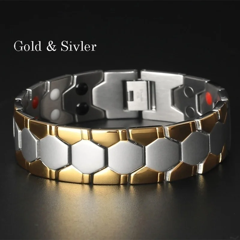 Mens Jewellery 4000 Gauss Titanium 316L Stainless Steel Bio Magnetic Bracelet for Men Therapy Health Energy Bracelet Pulsera Hom