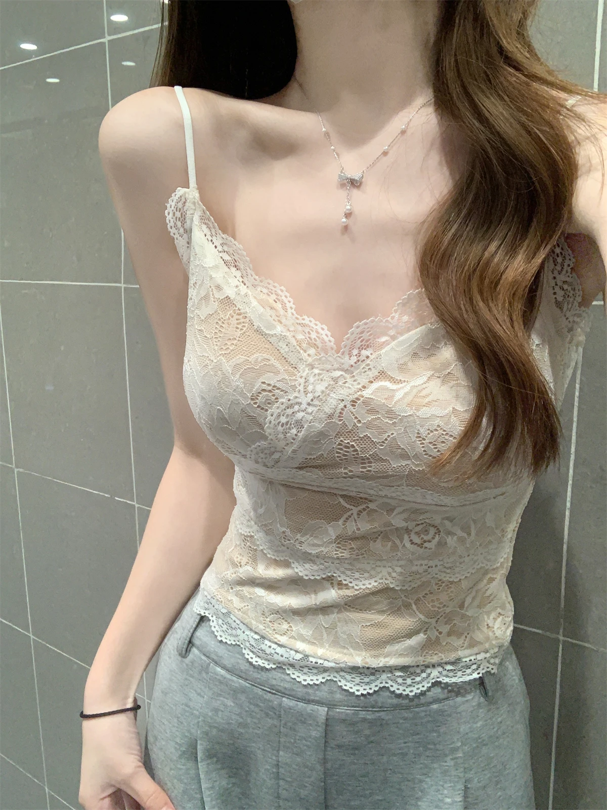 Lace camisole inside apricot 16227