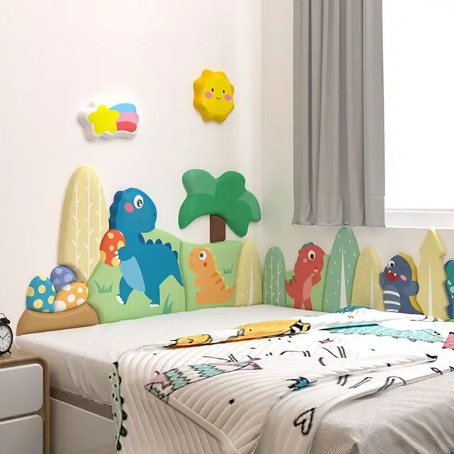Cartoon Bed Headboard Kids Room Nursery Wall Decor Anti-collision Wall Panels 3D Wall Sticker Cabecero Cama Tete De Lit