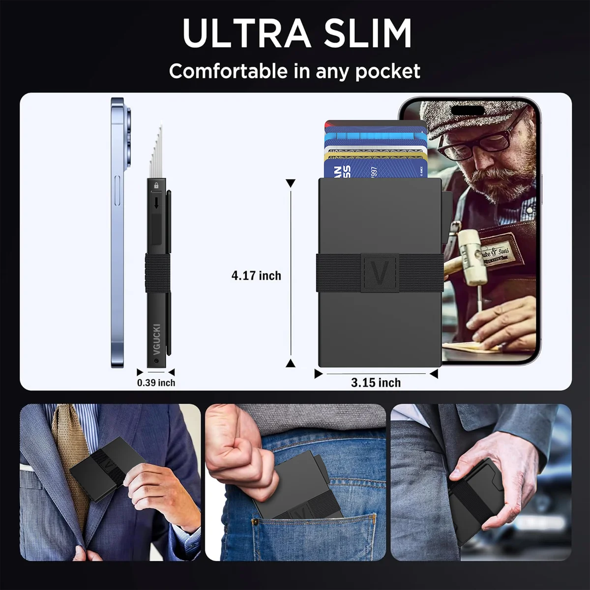 Slim Alu Card Holder for Men Durable Expandable Backplate RFID Blocking Minimalist Metal Pop Up Wallet Holds 14+ Cards & Cash wallet card holder credit card wallet credit card holder card holder card wallet document card wallet wallet card bag