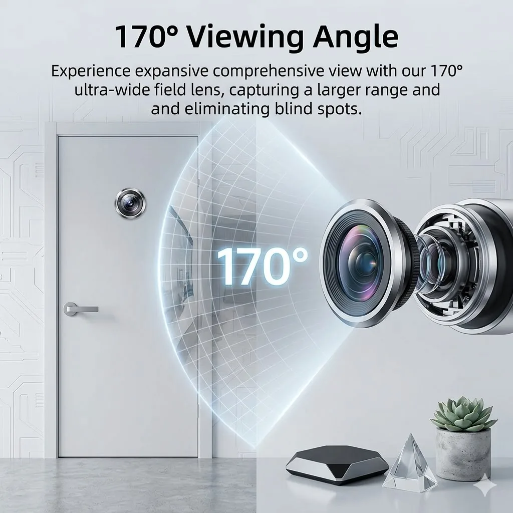 iCSEE Door Eye Hole Security 3MP 2K HD 170° Wide Angle FishEye CCTV Network Mini Peephole Door Wifi Camera P2P Xmeye VMS 5