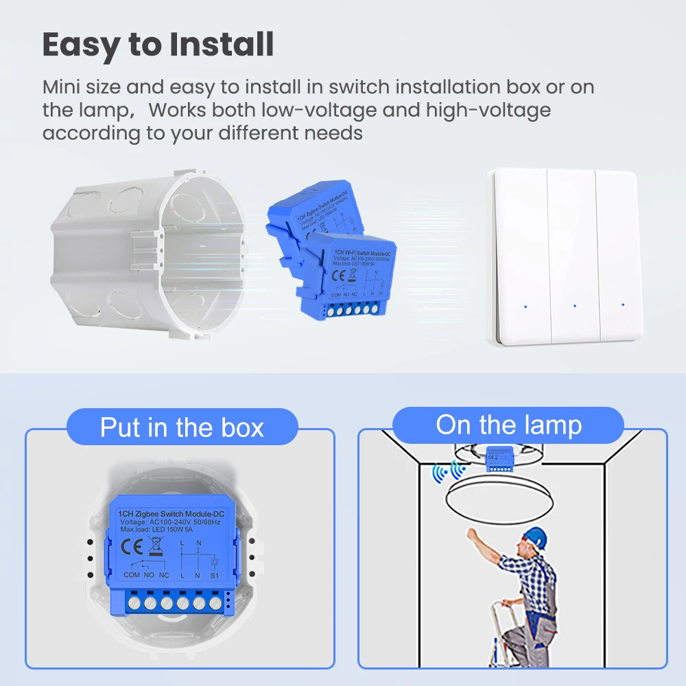 Tuya WIFI/ZigBee Dry Contact Smart Light Switch Module Smart DrY Breaker Relay D