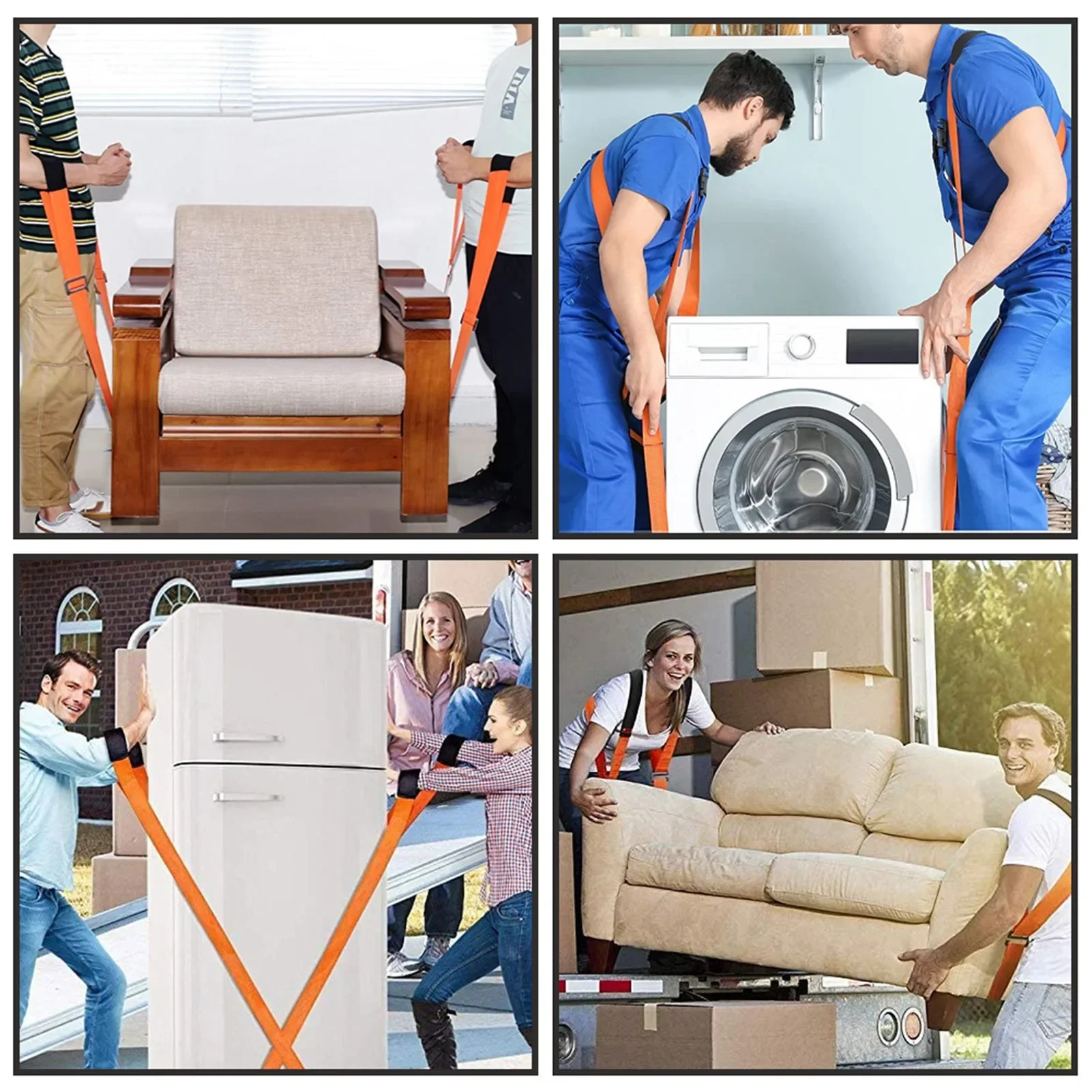 2-Person Lifting and Moving Appliance for Harness Moving Mattress Couch Furniture Heavy Things Body Strap Wrist Strap