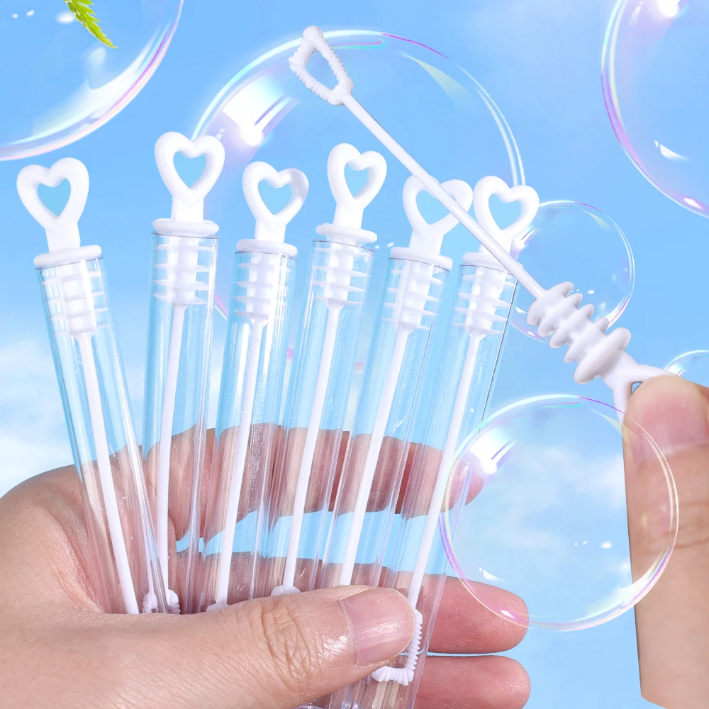 100/50/20/10pcs Transparent Love Heart Bubble Tube Soap Bottle Bubbles Wand for Baby Shower Birthday Wedding Party Decor Favors