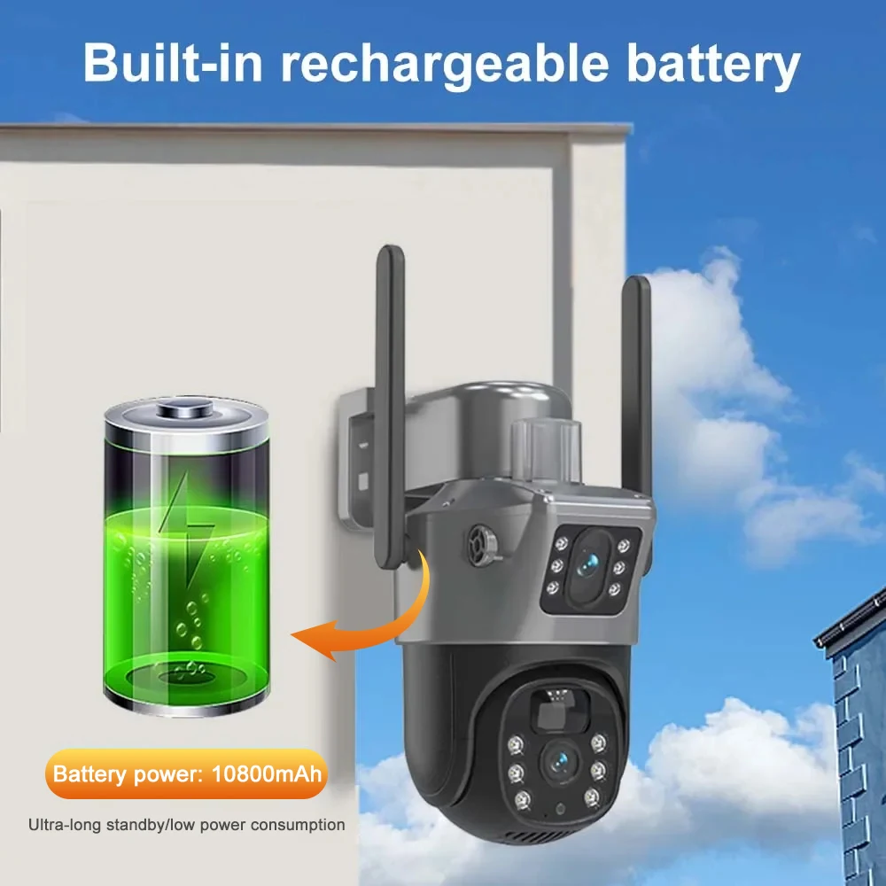 SANSCO    ¾籤 ī޶,  ũ ͸, PIR  , ߿ 4MP PTZ  ī޶, Eseecloud, 4K, 8MP