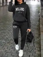 MILANO pantalons ensembles pour femmes vêtements haute qualité sweat pantalon de survêtement à capuche costume 2 pièces automne hiver tenues femme survêtement 6