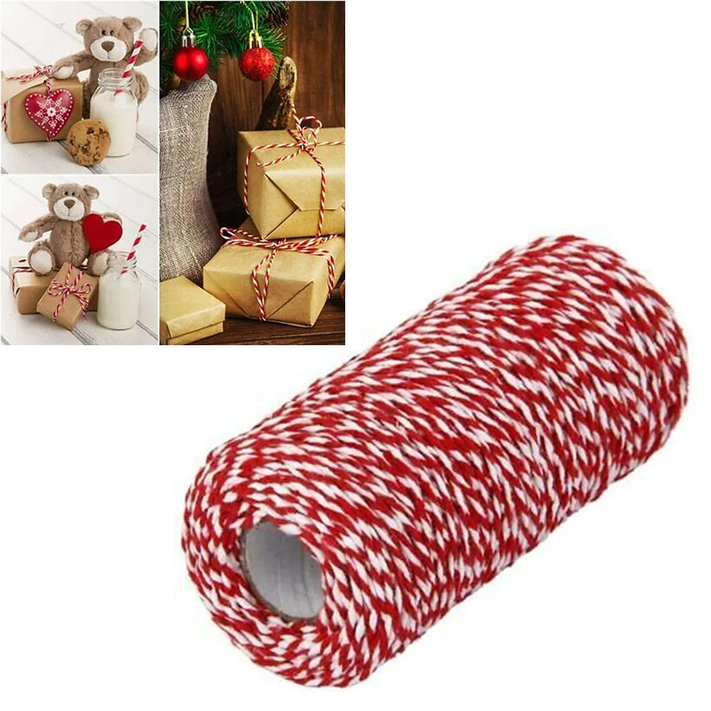 

TWINE Cotton BAKERS CANDY CANE Durable Parts Replacement 1 Roll 100m White Christmas Chunky Cord Craft Holiday